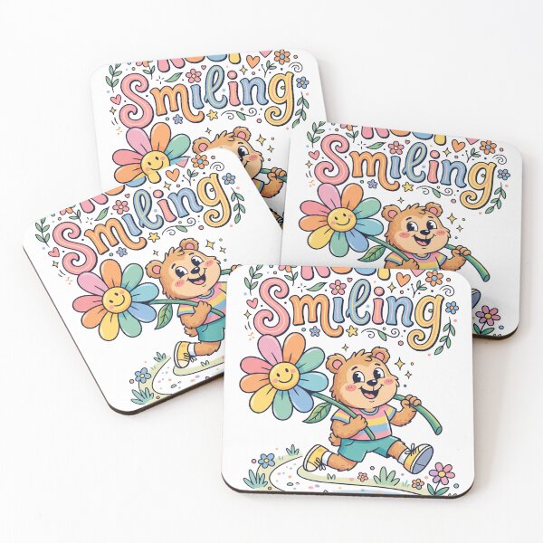 Item preview, Keep Smiling Retro Bear Rainbow Flower Mascot Sticker Design designed and sold by misbahsiro.