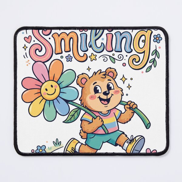 Item preview, Keep Smiling Retro Bear Rainbow Flower Mascot Sticker Design designed and sold by misbahsiro.