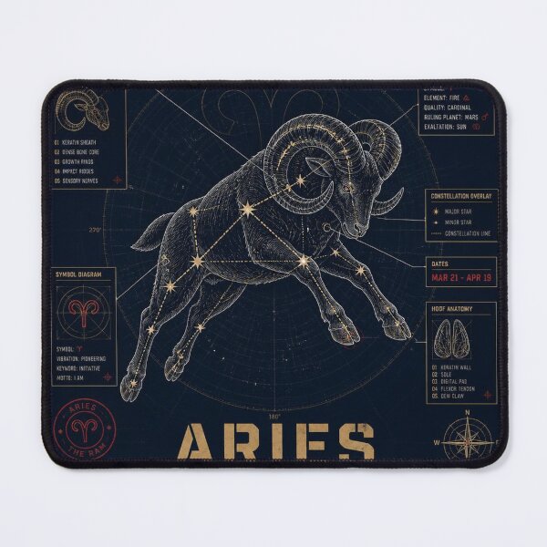 Item preview, Aries Zodiac Blueprint Art | Astral Technical Illustration designed and sold by SunnyDesign82.