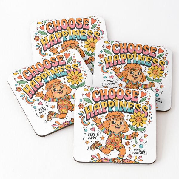 Item preview, Choose Happiness Groovy Hippie Mascot Vintage Poster Design designed and sold by misbahsiro.