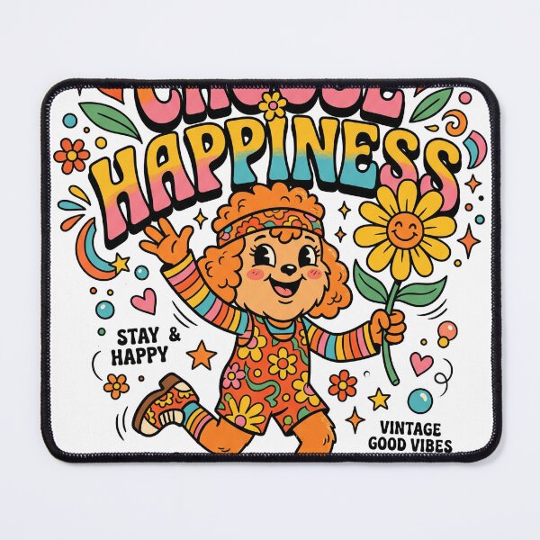 Item preview, Choose Happiness Groovy Hippie Mascot Vintage Poster Design designed and sold by misbahsiro.