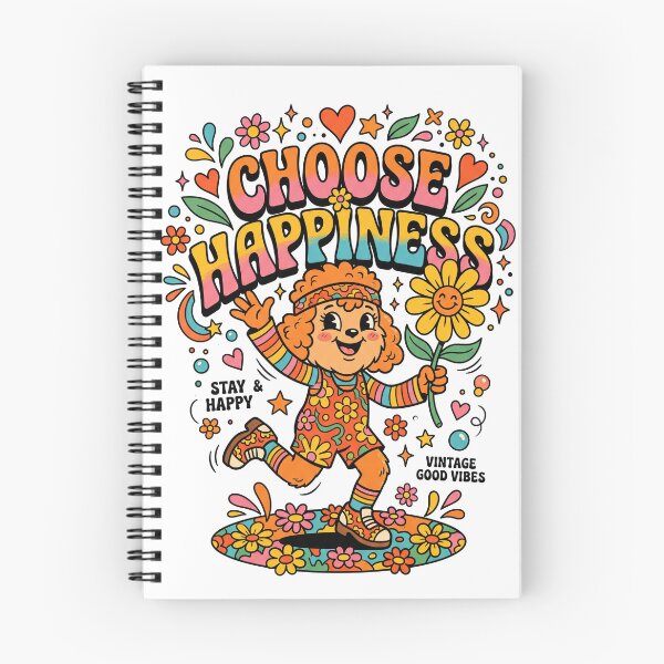 Item preview, Choose Happiness Groovy Hippie Mascot Vintage Poster Design designed and sold by misbahsiro.