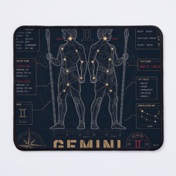 Item preview, Gemini Zodiac Blueprint Art | Astral Technical Illustration designed and sold by SunnyDesign82.