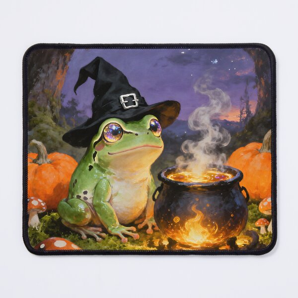 Item preview, Witchy Frog Halloween Cauldron – Spooky Cottagecore Fantasy designed and sold by cr6zym1nd.