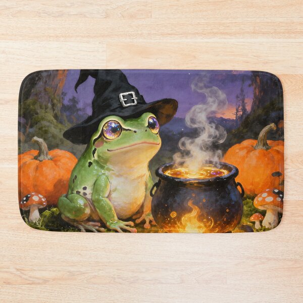 Item preview, Witchy Frog Halloween Cauldron – Spooky Cottagecore Fantasy designed and sold by cr6zym1nd.