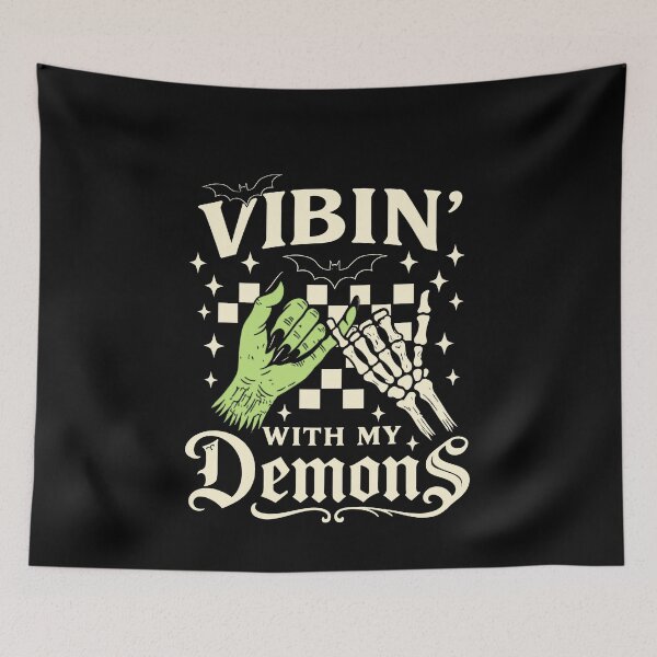 Item preview, Funny Vibin' With My Demons Halloween Goth Skeleton Monster Art designed and sold by elderberry.