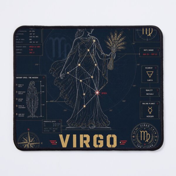 Item preview, Virgo Zodiac Blueprint Art | Astral Technical Illustration designed and sold by SunnyDesign82.