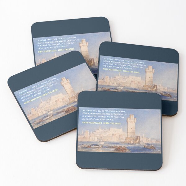 Item preview, Kazantzakis quote: To cleave that sea in the gentle autumnal season, murmuring the name of each islet, is to my mind the joy most apt to transport the heart of man into paradise. designed and sold by artbleed.