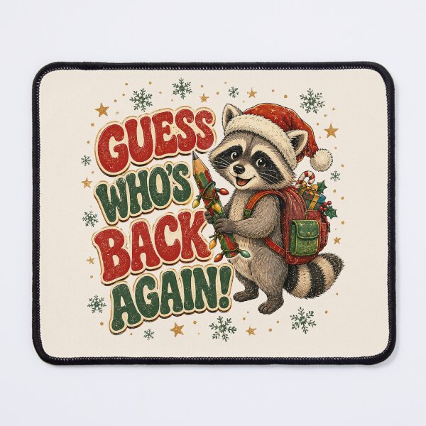 Item preview, Guess Who's Back Again Christmas Raccoon Funny Santa Shirt designed and sold by Yellowriversss.