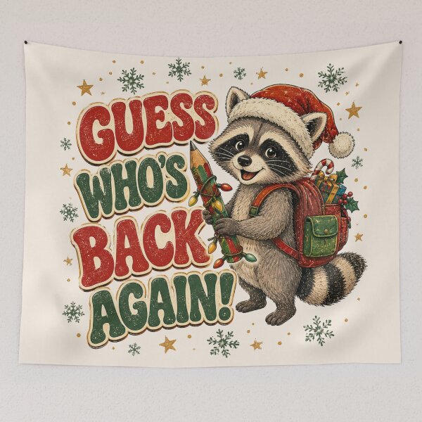 Item preview, Guess Who's Back Again Christmas Raccoon Funny Santa Shirt designed and sold by Yellowriversss.