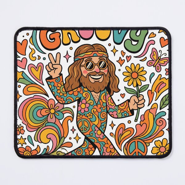 Item preview, Stay Groovy Hippie Peace Sign Retro Mascot Poster Design designed and sold by misbahsiro.