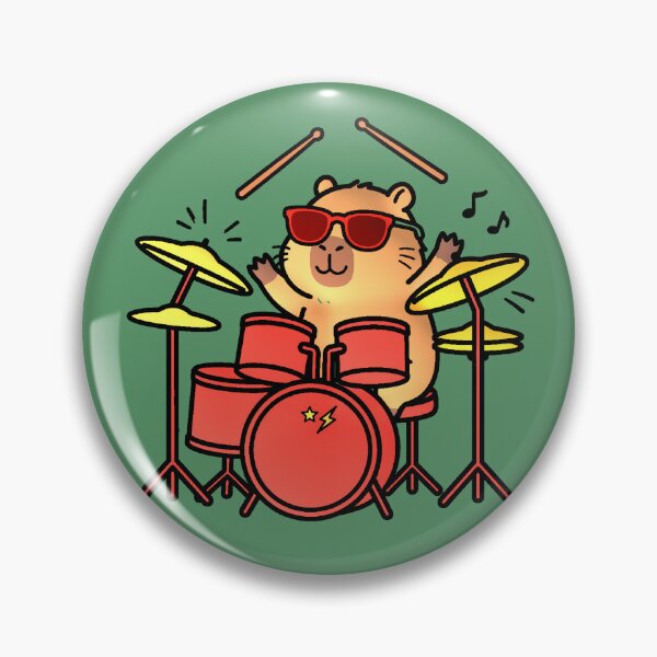 Item preview, Capybara Drummer | Kawaii Animal Design Playing Drums designed and sold by AstronautMerch.