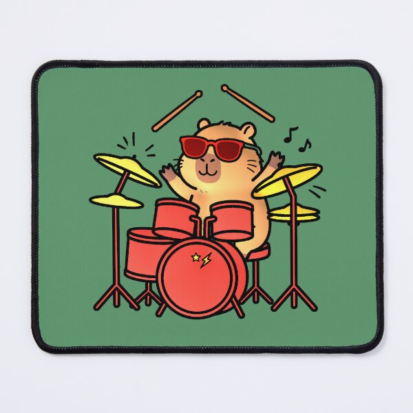 Item preview, Capybara Drummer | Kawaii Animal Design Playing Drums designed and sold by AstronautMerch.