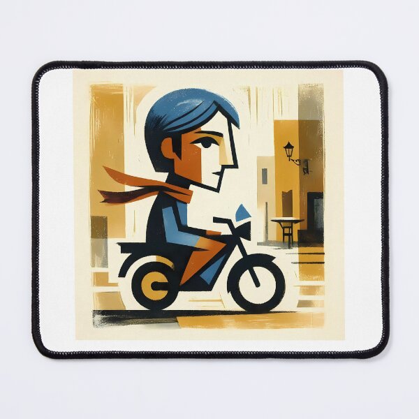 Item preview, Vintage Moped Rider Art - Mid Century Modern Scooter Girl Illustration designed and sold by OzzFrequency.