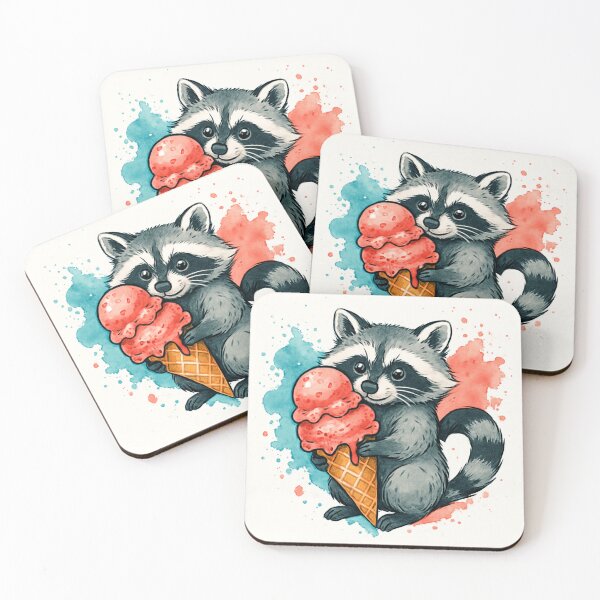 Item preview, Adorable Raccoon Holding Ice Cream Cone designed and sold by Love Joy.