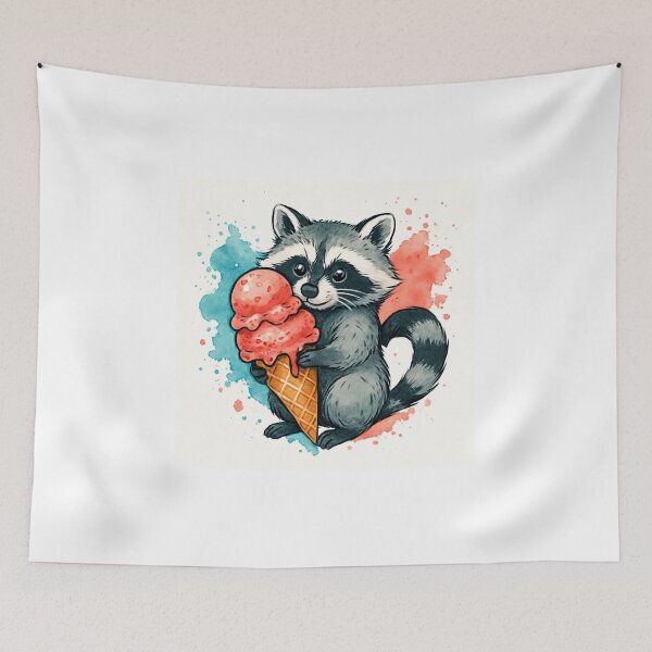Item preview, Adorable Raccoon Holding Ice Cream Cone designed and sold by Love Joy.