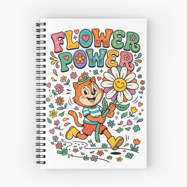 Item preview, Flower Power Retro Cat Mascot Vintage Sticker Design designed and sold by misbahsiro.
