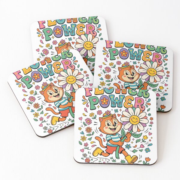 Item preview, Flower Power Retro Cat Mascot Vintage Sticker Design designed and sold by misbahsiro.