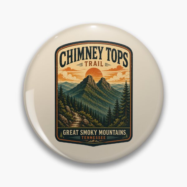 Item preview, Chimney Tops Trail Retro Vintage National Park Poster | Great Smoky Mountains Hiking Art designed and sold by Globalcitytees.