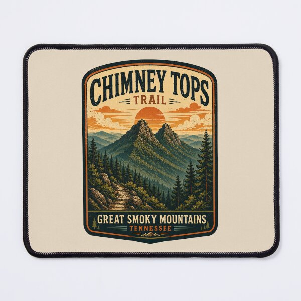 Item preview, Chimney Tops Trail Retro Vintage National Park Poster | Great Smoky Mountains Hiking Art designed and sold by Globalcitytees.