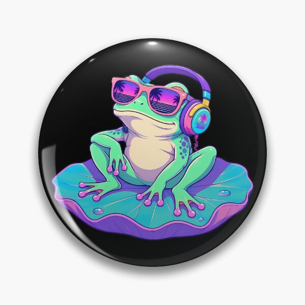 Item preview, Neon Frog Wearing Sunglasses And Headphones designed and sold by Linework Studio.
