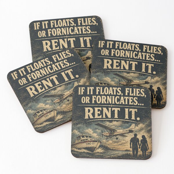 Item preview, If It Floats, Flies, or Fornicates… Rent It | Vintage Humour T-Shirt designed and sold by KissMy6 Industries.