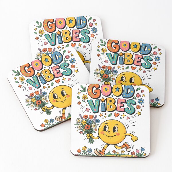 Item preview, Good Vibes Retro Smiley Bouquet Vintage Mascot Sticker Design designed and sold by misbahsiro.