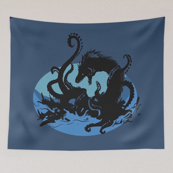 Item preview, Giant Squid in a Battle with a Sea Serpent Monster designed and sold by Kendall  Falk.