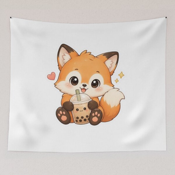 Item preview, Cute Kawaii Fox Boba Sticker | Adorable Fox Bubble Tea | Cute Animal Sticker designed and sold by Vegasstickers.
