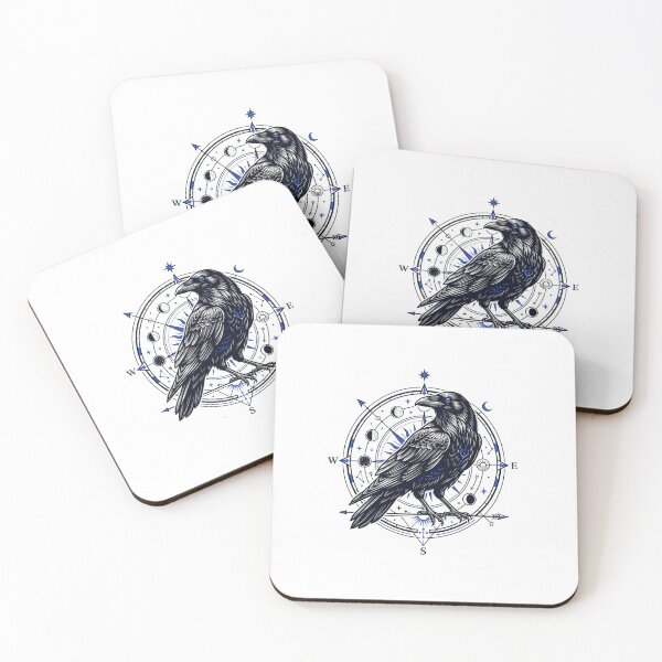Item preview, Mystic Raven and Celestial Compass - Edgy Line Art designed and sold by MissoStudio.
