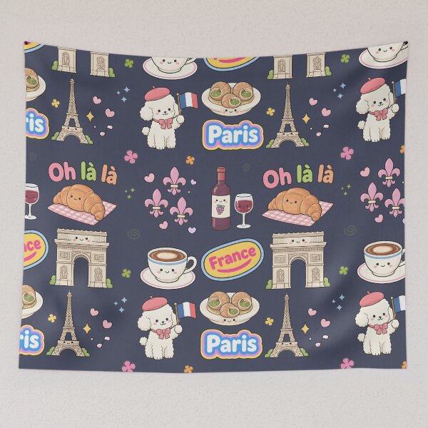 Item preview, France Cute Collage Pastel Seamless Pattern designed and sold by HowToCanadian.