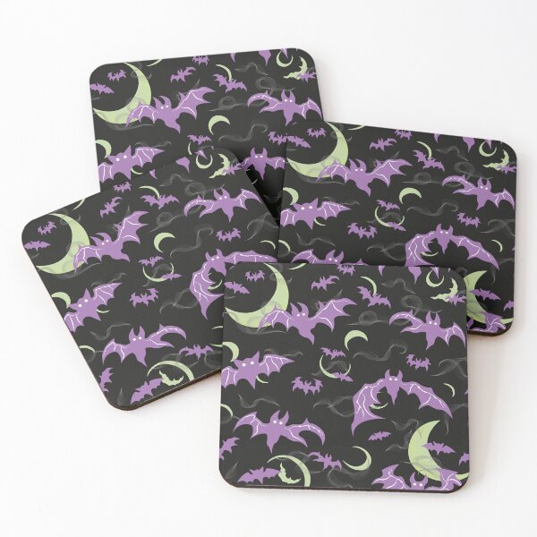 Item preview, Bats and Spooky Moons Pattern - Ghoulish Purple, Green and Black designed and sold by Daniel Bevis Design.