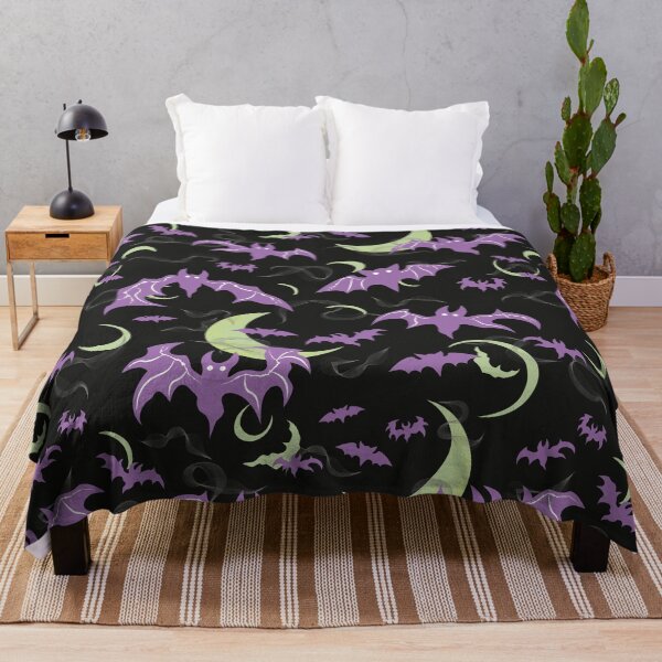 Item preview, Bats and Spooky Moons Pattern - Ghoulish Purple, Green and Black designed and sold by Daniel Bevis Design.