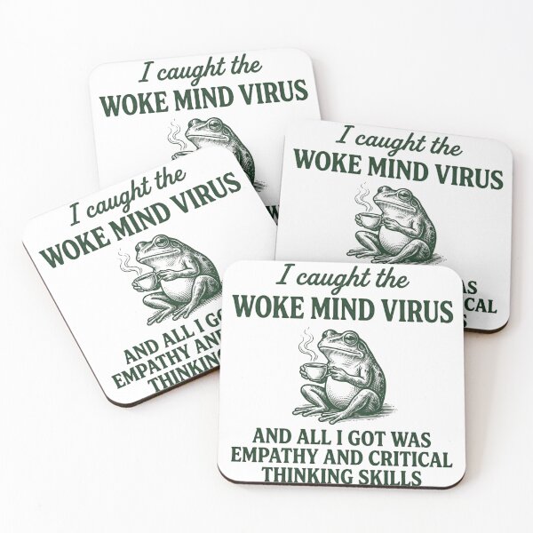 Item preview, Woke Mind Virus Empathy and Critical Thinking Funny Frog Decal Political Gift designed and sold by raedattia.