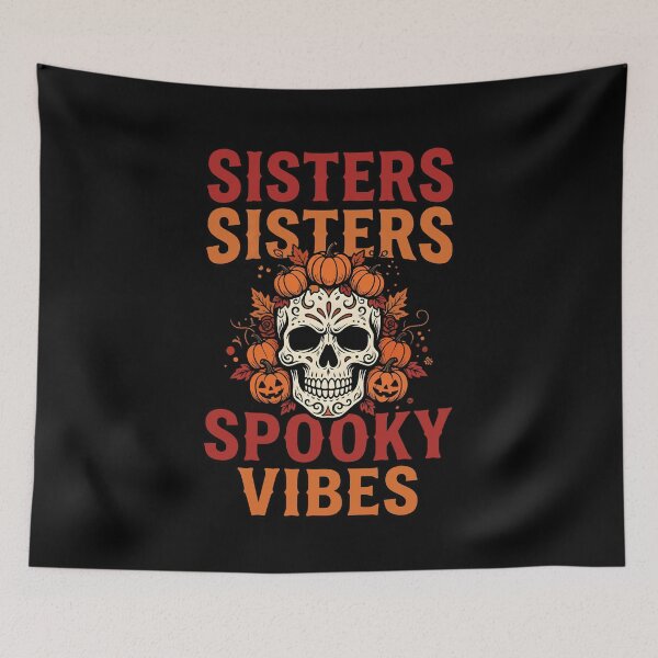 Item preview, Sisters Sisters Spooky Vibes Halloween Skull designed and sold by fawzimorsy.