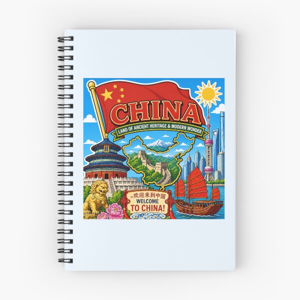 Item preview, China Flag with Junk Boat and Great Wall designed and sold by Myra365Art.