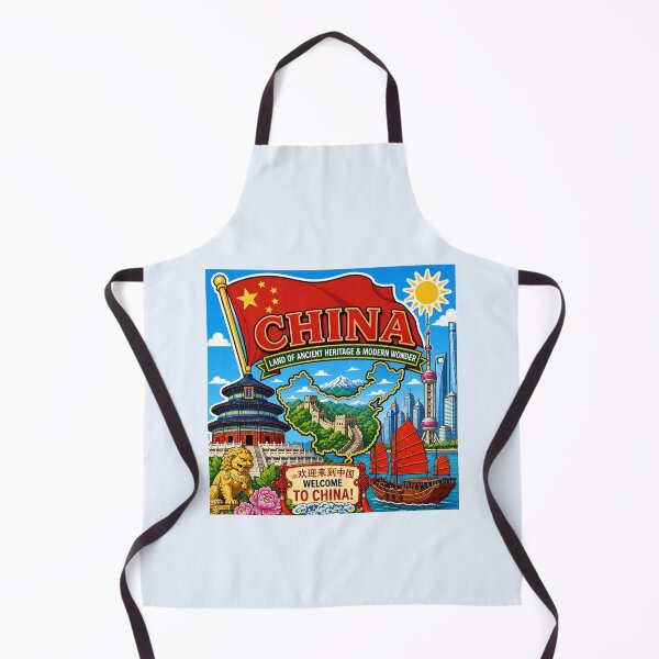 Item preview, China Flag with Junk Boat and Great Wall designed and sold by Myra365Art.