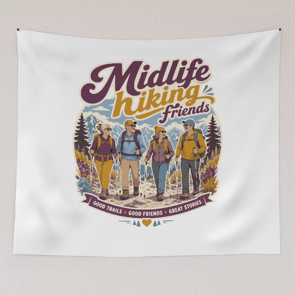 Item preview, Midlife Hiking Friends Retro Trail Club Design designed and sold by JansenGS.