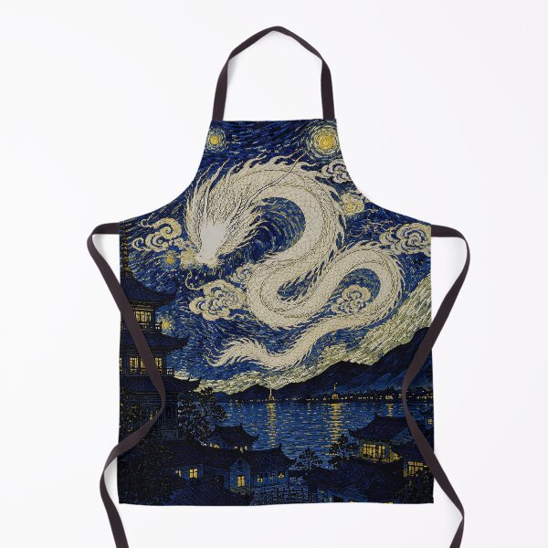 Item preview, White Chinese Dragon Moon Art - Ancient China Temple Landscape, Traditional Asian Night Illustration. designed and sold by TialCorner.