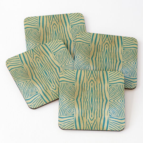 Item preview, Hand drawn gold & teal zebra stripes designed and sold by Anne Londez Studio.