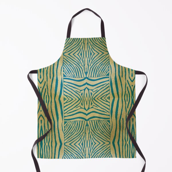 Item preview, Hand drawn gold & teal zebra stripes designed and sold by Anne Londez Studio.