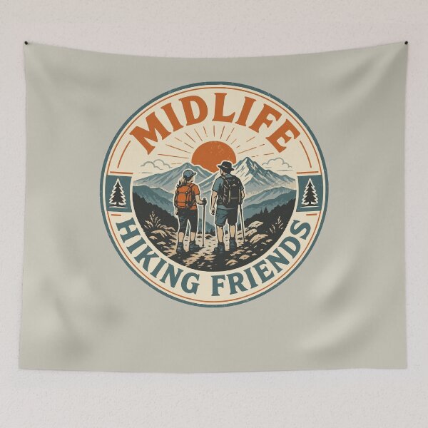 Item preview, Midlife Hiking Friends Retro Trail Club Design designed and sold by JansenGS.