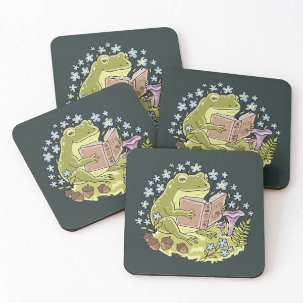 Item preview, Frog Reading a Book Floral Cottagecore Aesthetic designed and sold by LeshanArt.