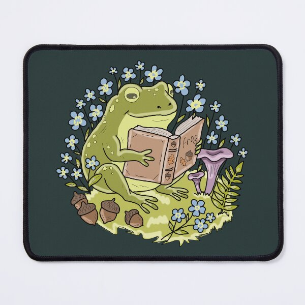 Item preview, Frog Reading a Book Floral Cottagecore Aesthetic designed and sold by LeshanArt.