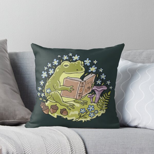 Item preview, Frog Reading a Book Floral Cottagecore Aesthetic designed and sold by LeshanArt.