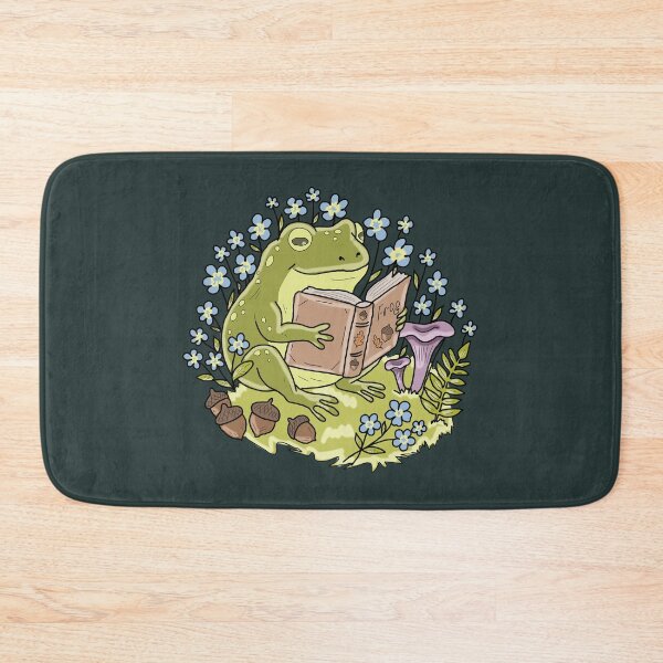 Item preview, Frog Reading a Book Floral Cottagecore Aesthetic designed and sold by LeshanArt.