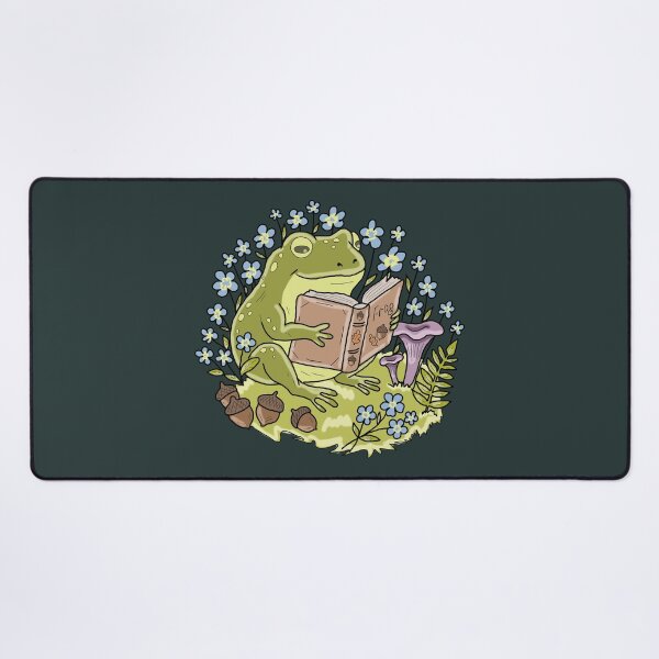 Item preview, Frog Reading a Book Floral Cottagecore Aesthetic designed and sold by LeshanArt.