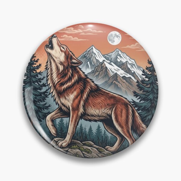 Item preview, Wild and Free - Howling Wolf Wilderness Emblem designed and sold by Shopeon Designs.