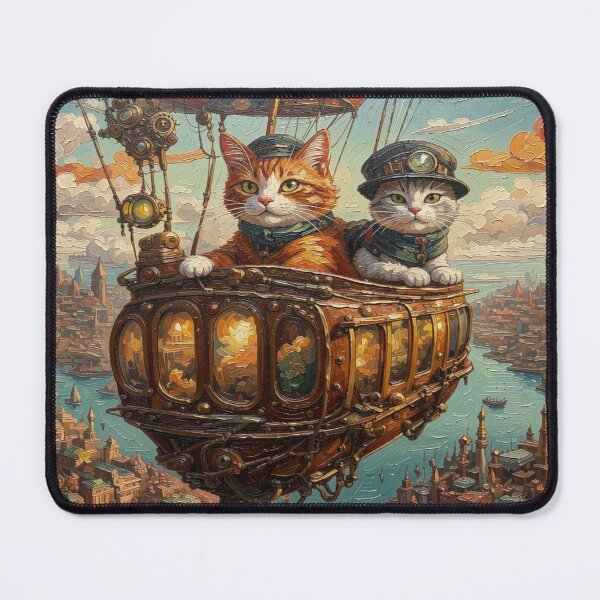 Item preview, Impasto Steampunk Airship Cats designed and sold by FotoworldEdel.