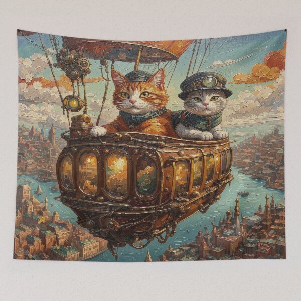 Item preview, Impasto Steampunk Airship Cats designed and sold by FotoworldEdel.